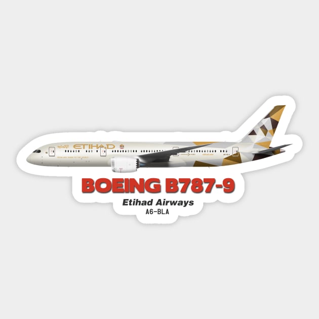 Boeing B787-9 - Etihad Airways Sticker by TheArtofFlying